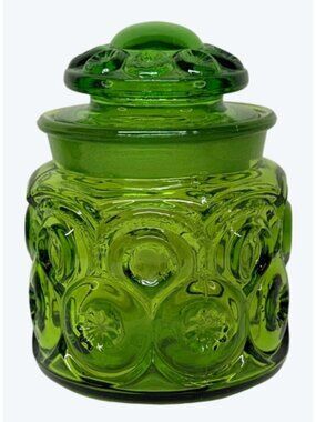LE Smith Moon & Star Small Green Canister with Lid 5"